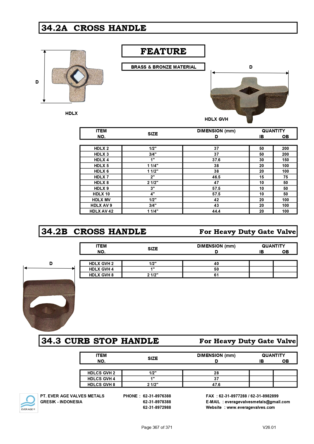 CROSS HANDLE - TEE HANDLE & LOOSE KEY